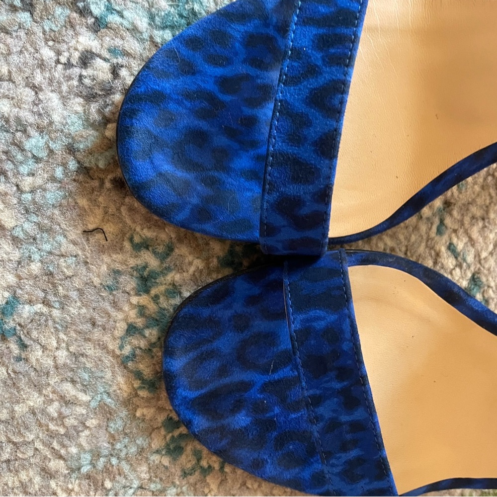 💕  L'AGENCE Gisele II Leopard Velvet Sandals-Cobalt Blue - Picture 4 of 5